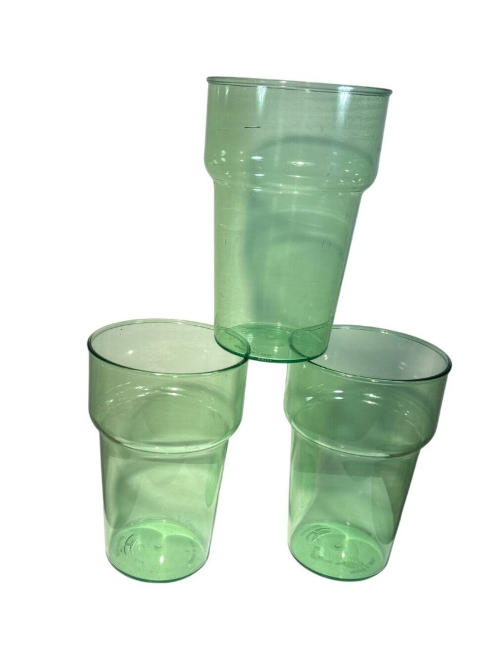 Picnic Ware Acrylic Tumblers Green Stackable Drink Glass by Precidio Lot of 3